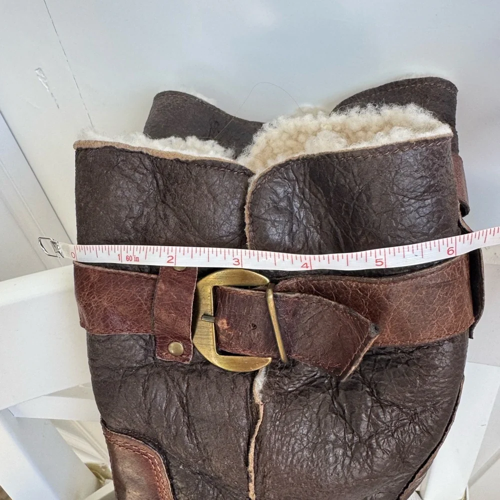 Manas Design Brown Leather Winter Boots Size 37 Made in Italy